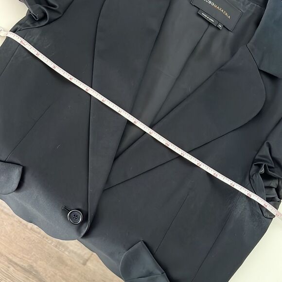 BCBGMaxAzria Ruched Cap Short Sleeve Black Blazer Jacket - Picture 13 of 15